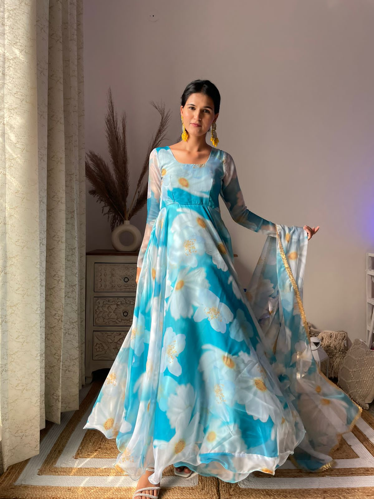 Party Wear Look Organza Taby Silk Gown