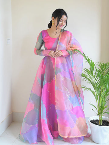 Party Wear Look Organza Taby Silk Gown