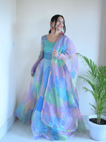 Party Wear Look Organza Taby Silk Gown