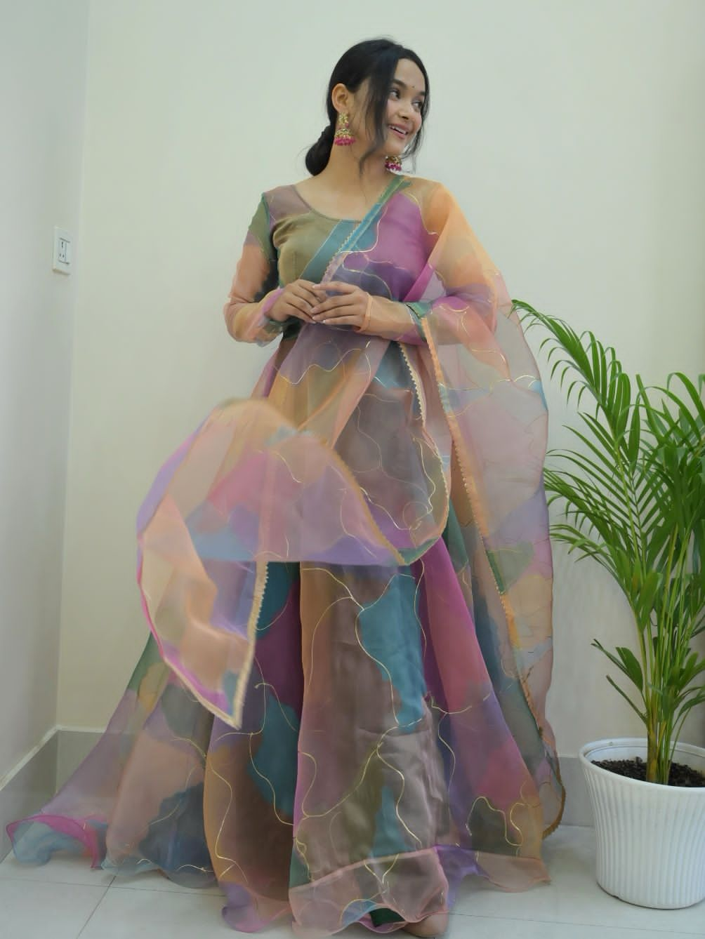 Party Wear Look Organza Taby Silk Gown