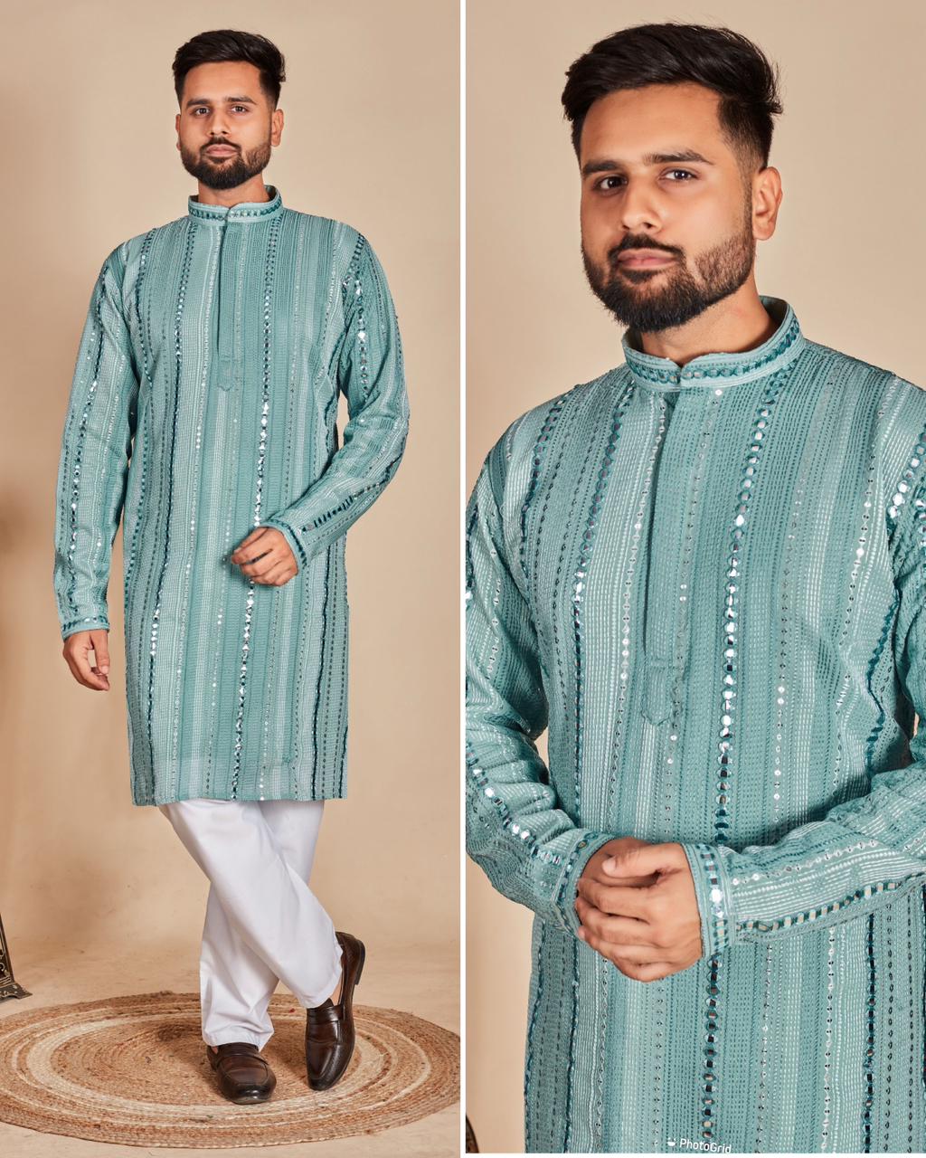 Beautiful Designer Manyavar Heavy Kurta Pyjama Set