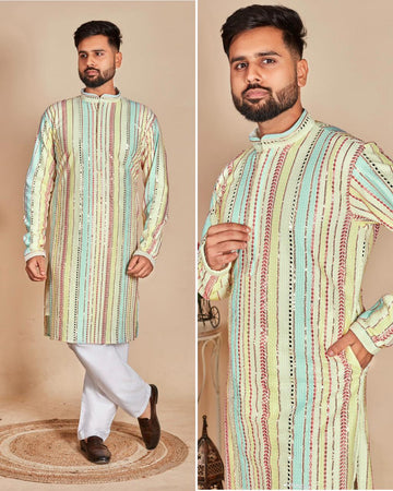 Beautiful Designer Manyavar Heavy Kurta Pyjama Set