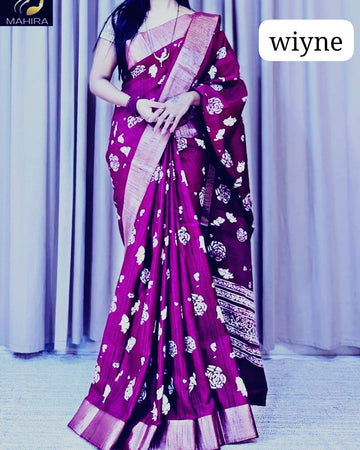 Beautiful Designer Soft Silk With Allover Floral Saree