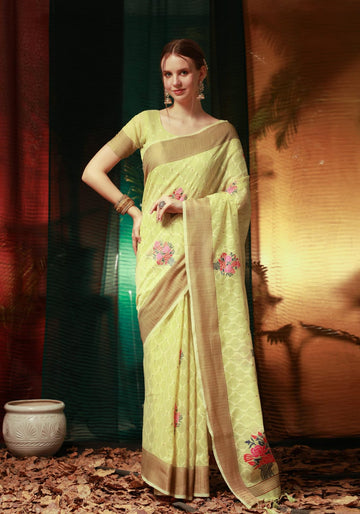 Beautiful Designer Pure Linen Weaving Saree