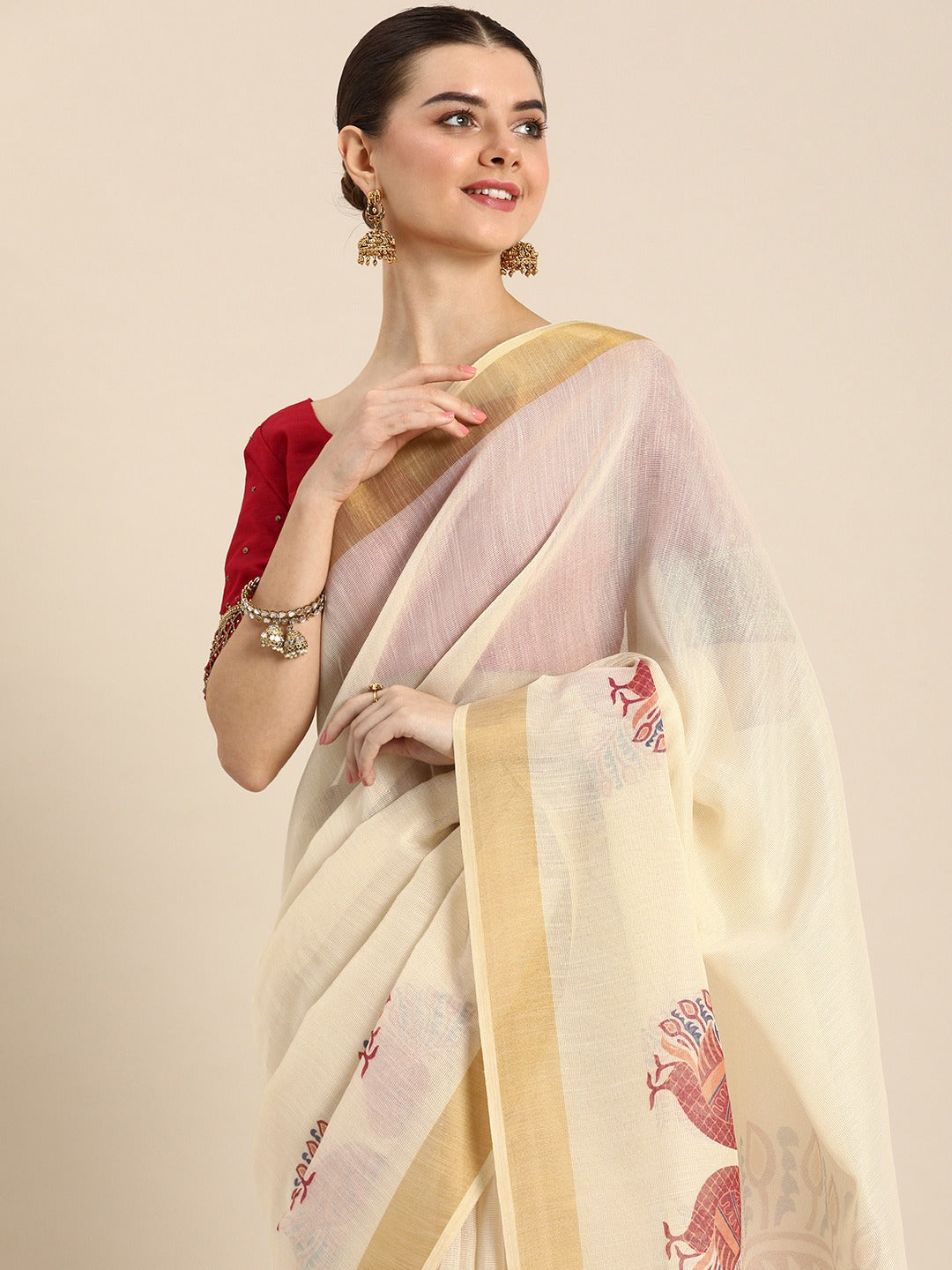 Beautiful Designer Cotton Kasavu Saree