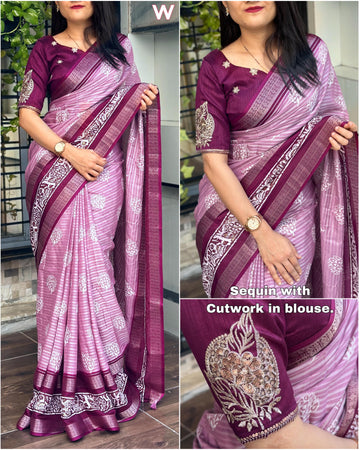 Beautiful Designer Janki Maslin Cotton Saree