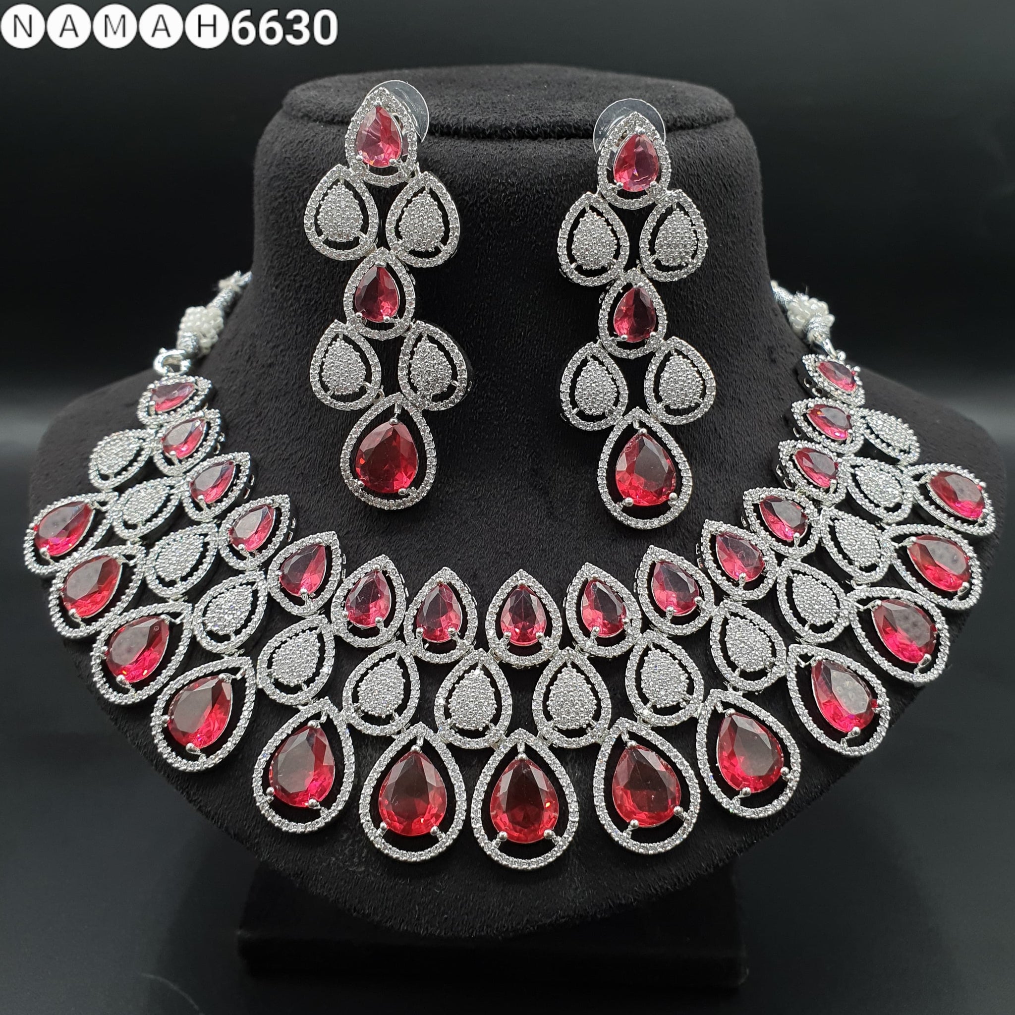 Beautiful American Diamond Antique Stone Necklace with Earrings Jewellery