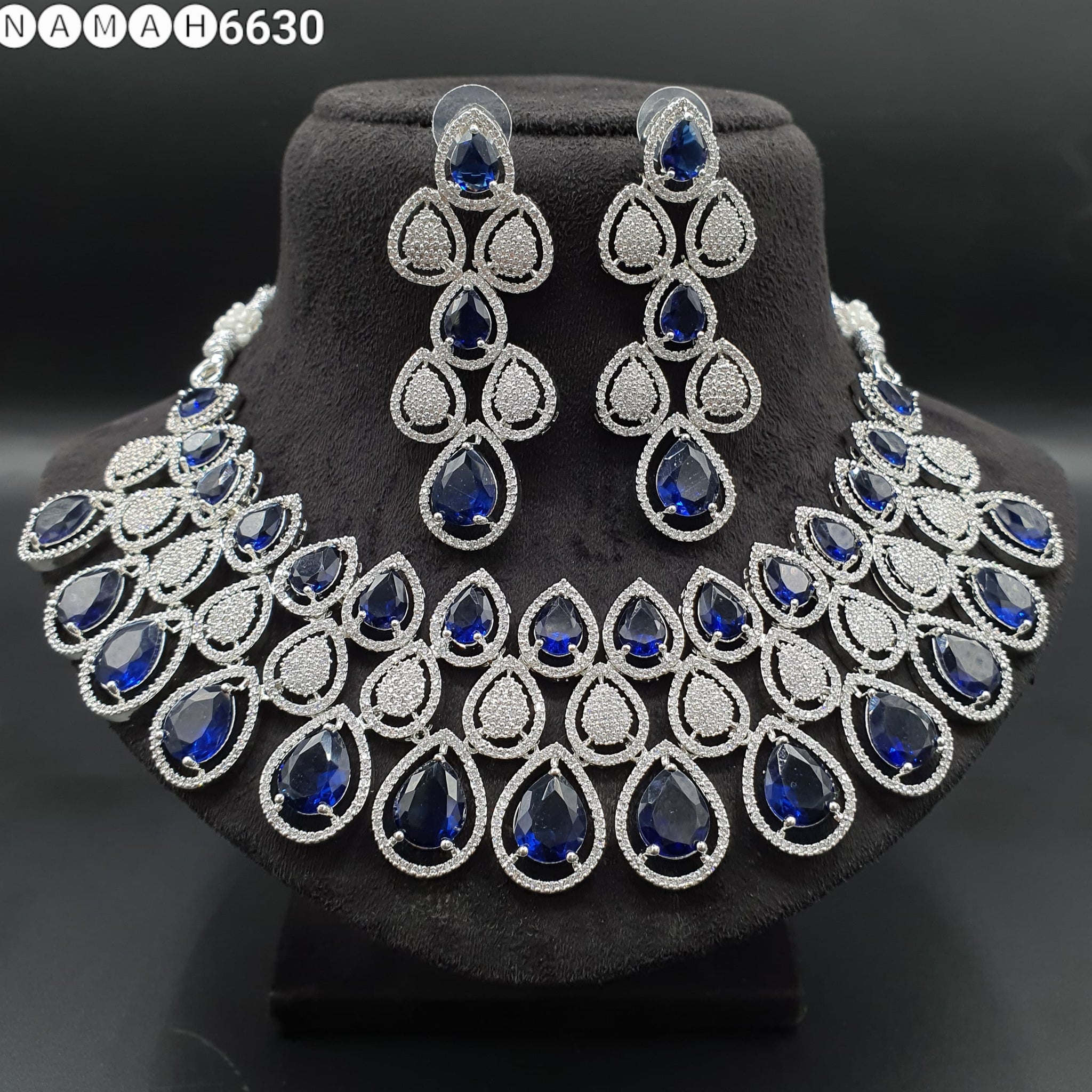 Beautiful American Diamond Antique Stone Necklace with Earrings Jewellery