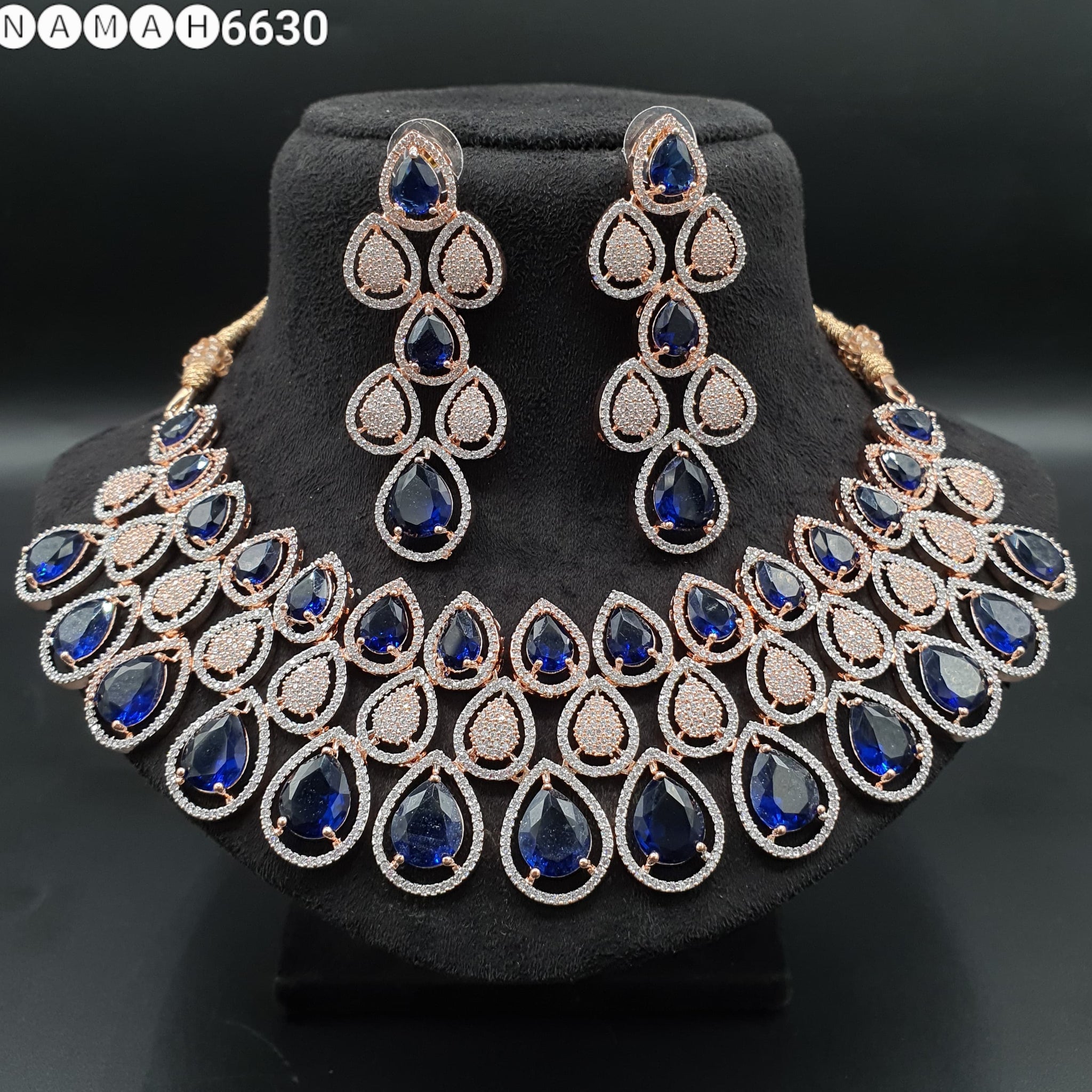 Beautiful American Diamond Antique Stone Necklace with Earrings Jewellery