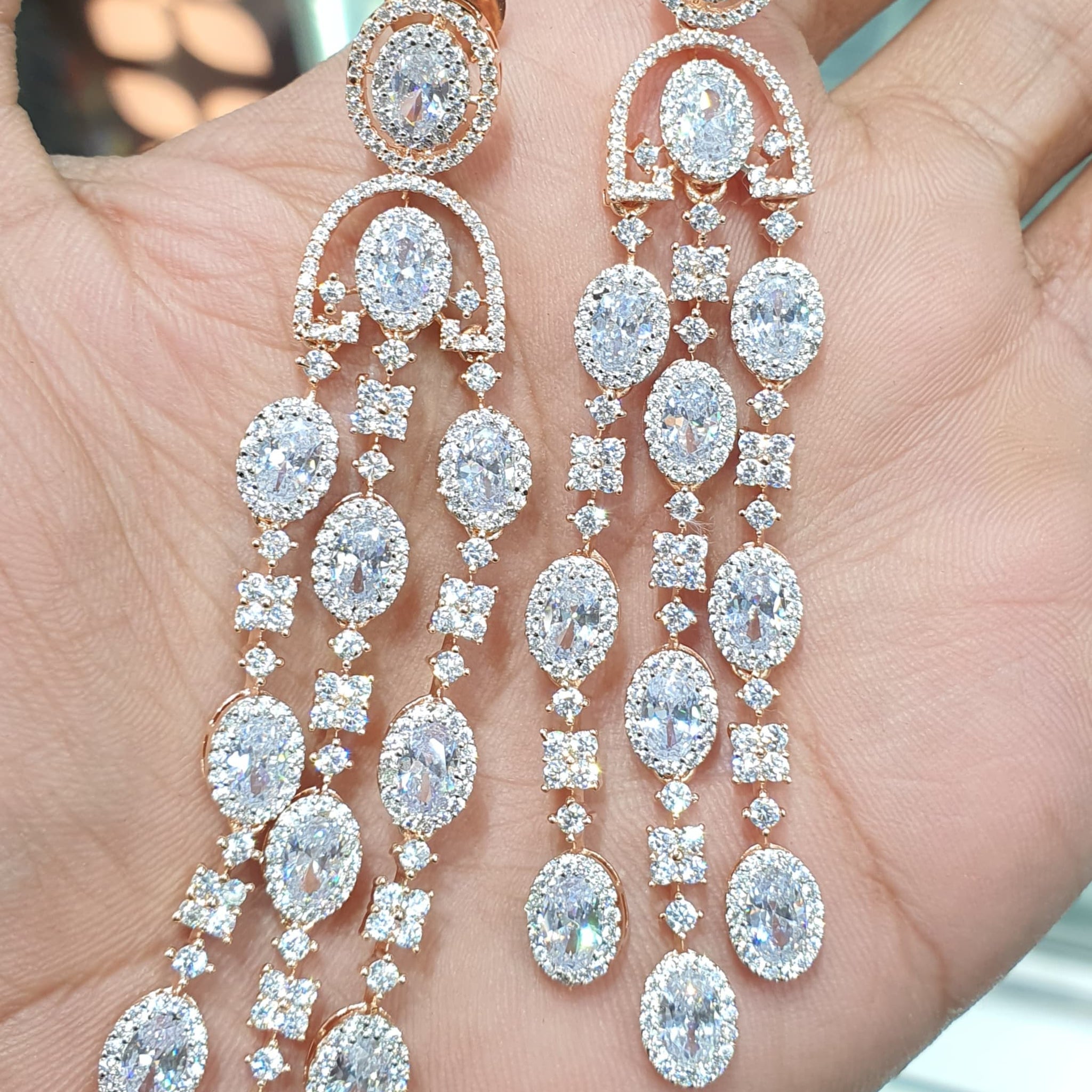 Beautiful American Diamond Antique Stone Earrings Jewellery