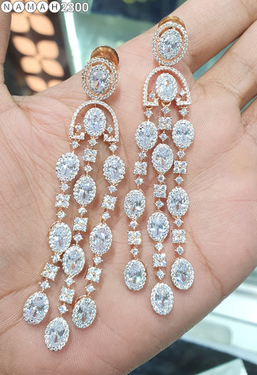 Beautiful American Diamond Antique Stone Earrings Jewellery