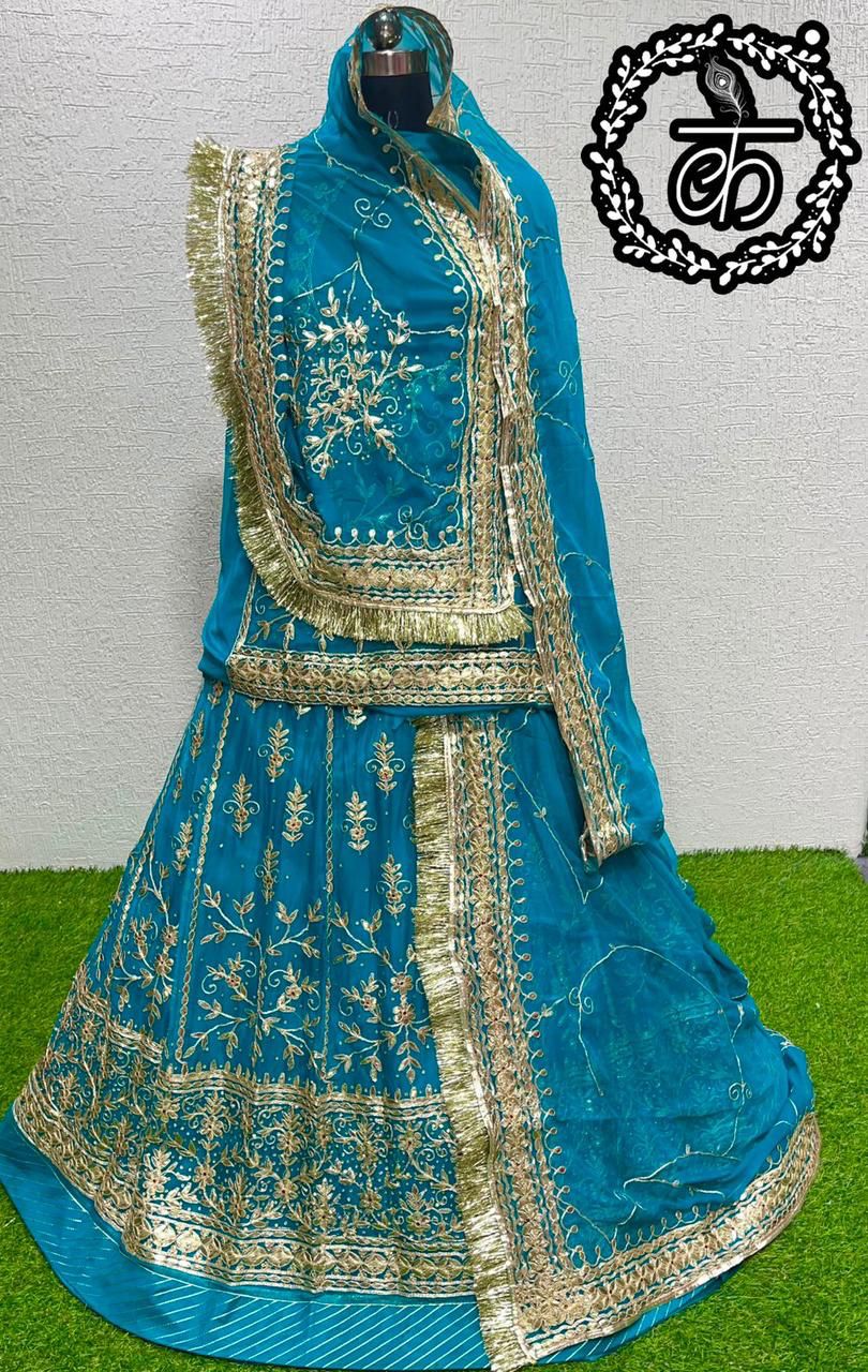 Beautiful Rajputi Bridal Poshak Pure Organza Humarai Odhni Lehenga Choli