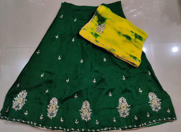 Beautiful Wedding Designer Shibori Batik Pure uppda Lehenga Chunni