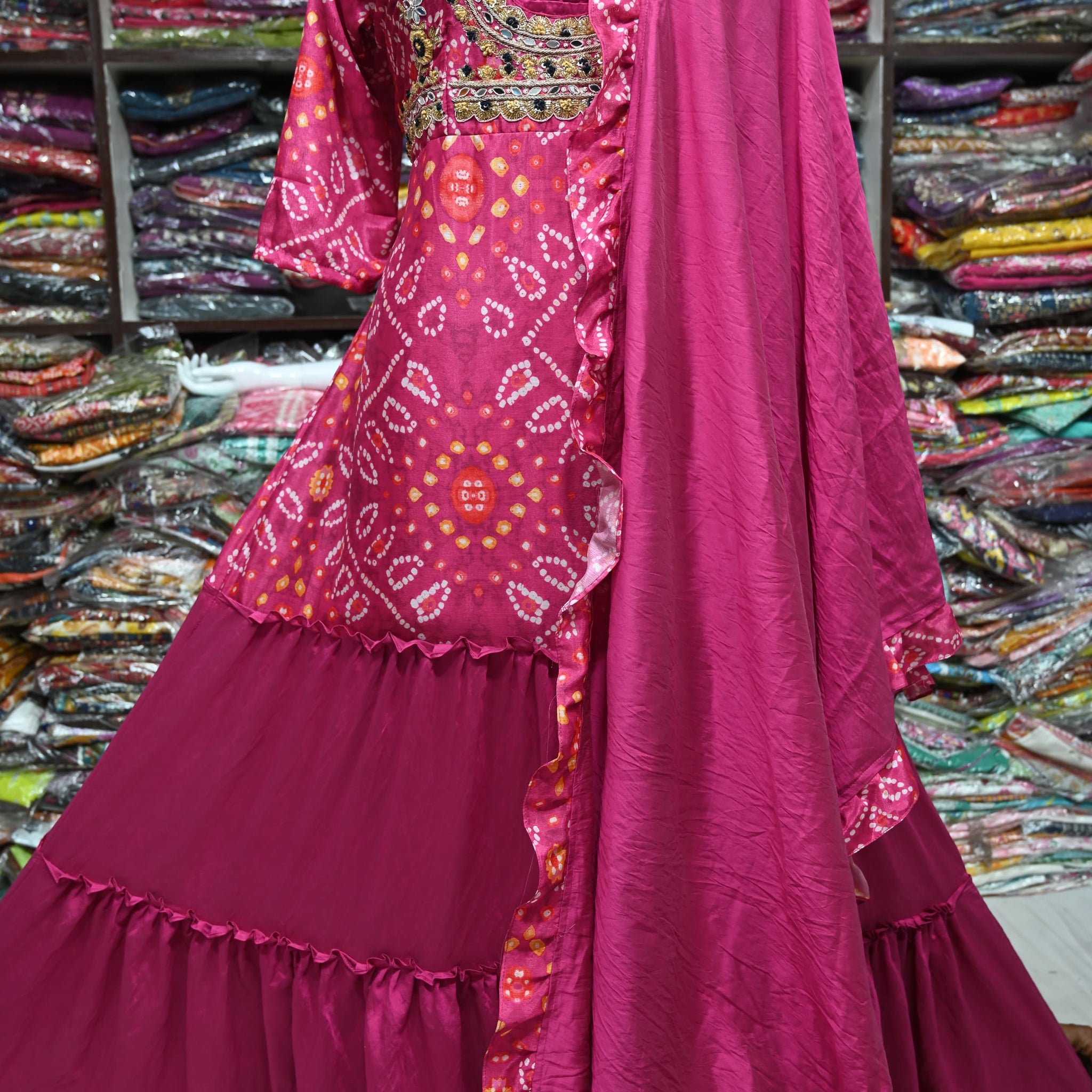 Beautiful Designer Soft Silk  Bandhej Suite