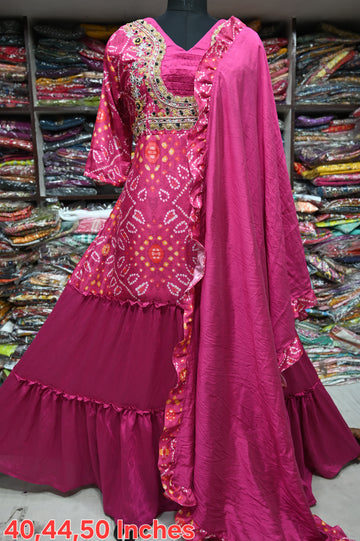 Beautiful Designer Soft Silk  Bandhej Suite