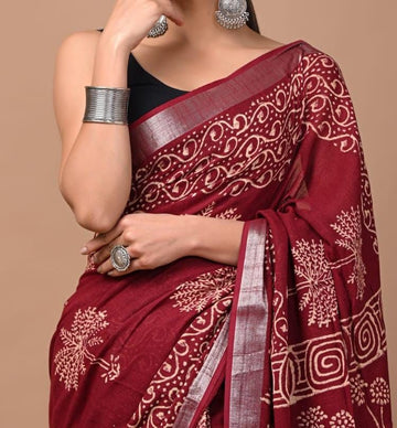 Beautiful Designer Cotton Linen Digital Printed Saree