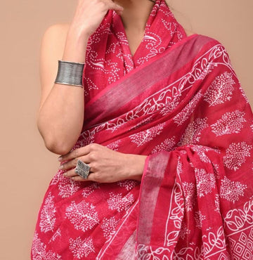 Beautiful Designer Cotton Linen Digital Printed Saree