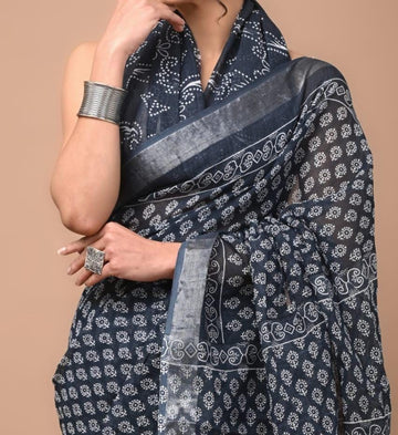 Beautiful Designer Cotton Linen Digital Printed Saree