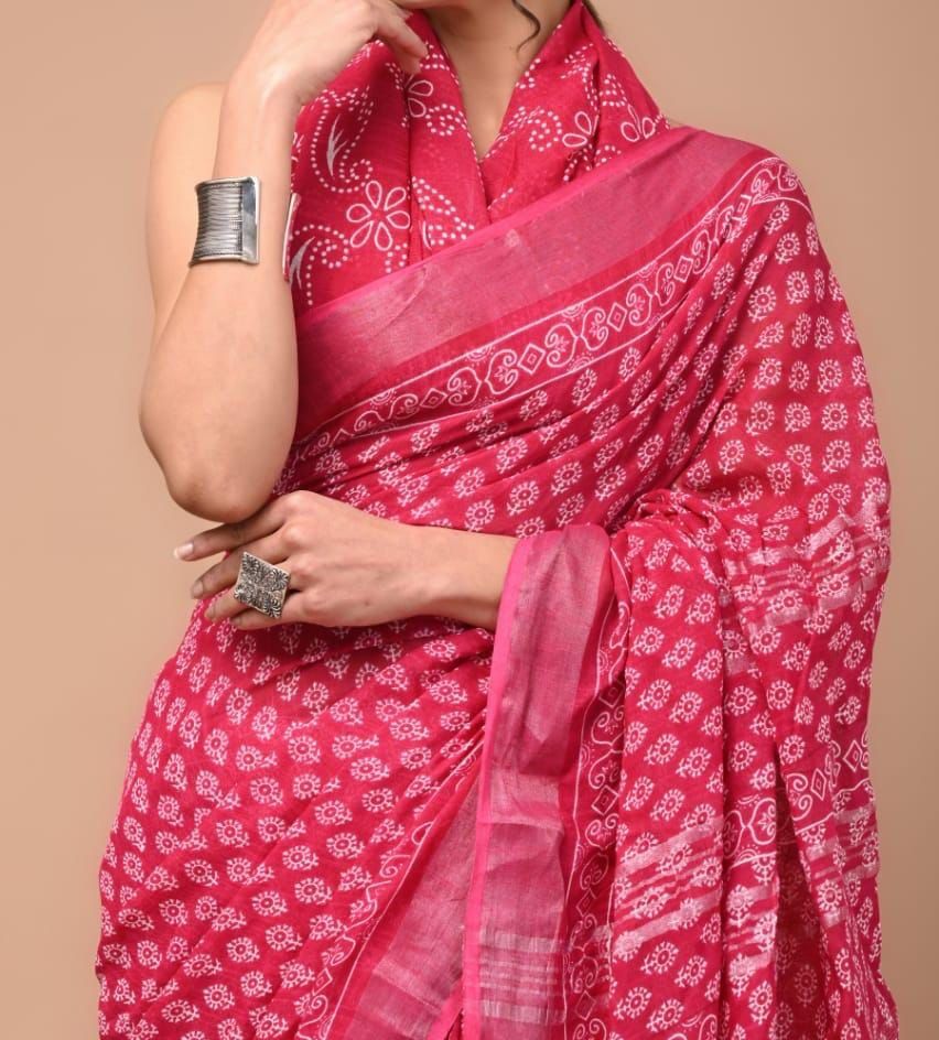 Beautiful Designer Cotton Linen Digital Printed Saree