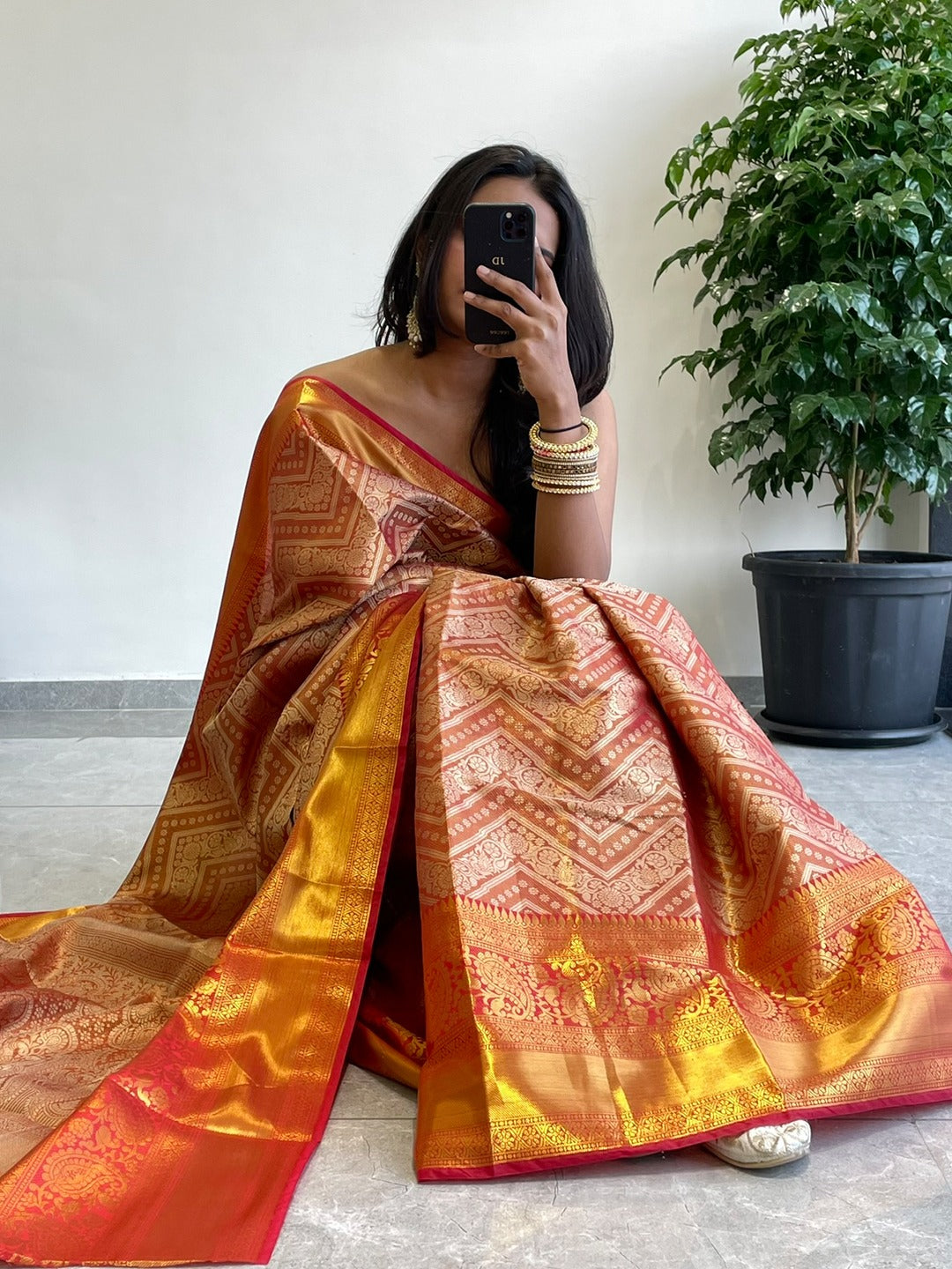 Beautiful Banarasi Kanjivaaram One Grm Gold Tissue Pattu silk Saree