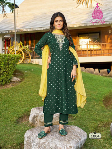 Rangrez Vol 1 By Kajal Style Rayone Kurti Bottom With Dupatta