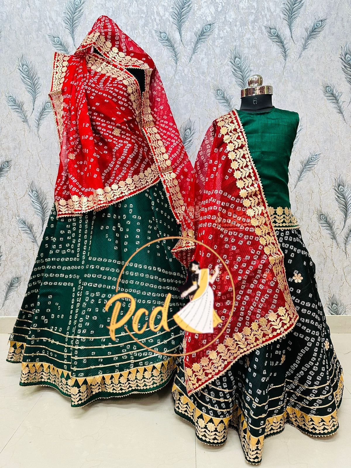 Rajasthani Bandhej Kotta Doriya Mother Daughter Combo Lehenga Chunni