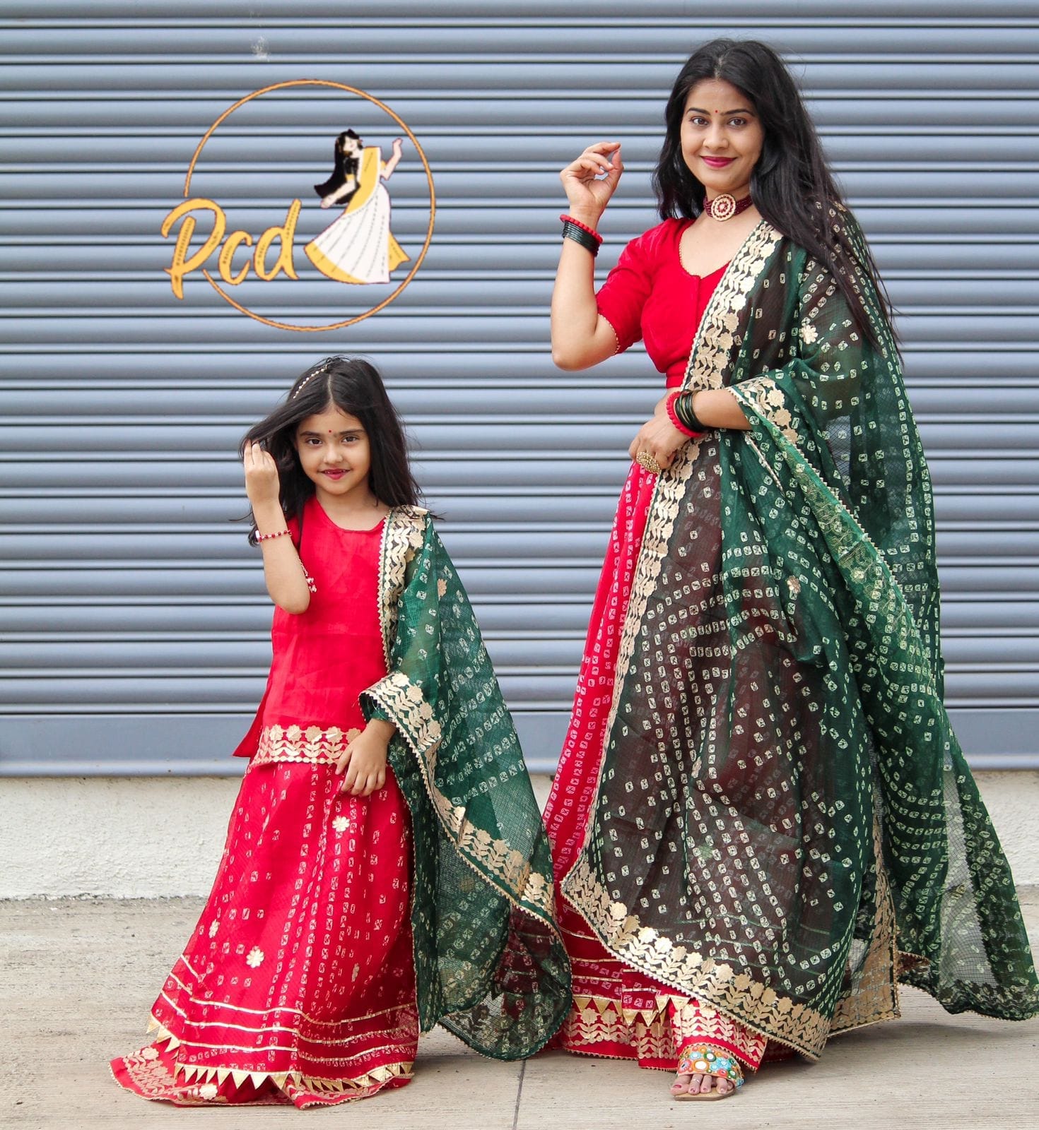 Rajasthani Bandhej Kotta Doriya Mother Daughter Combo Lehenga Chunni