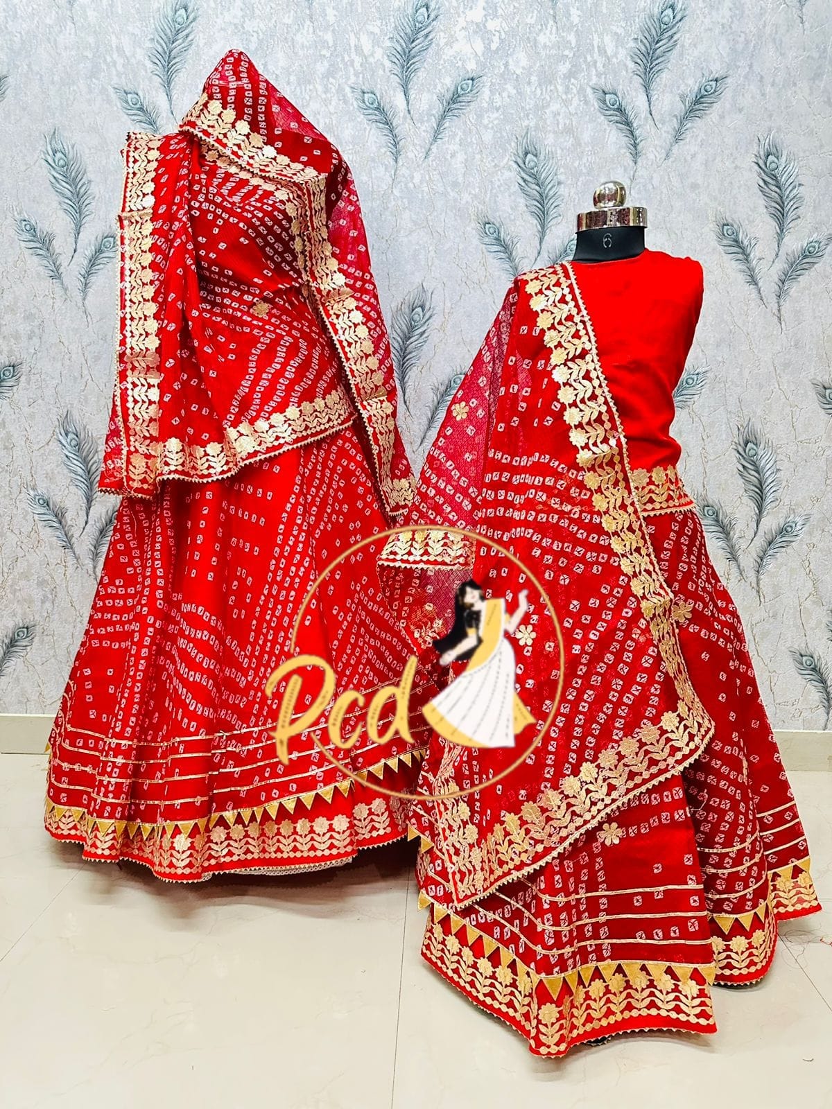 Rajasthani Bandhej Kotta Doriya Mother Daughter Combo Lehenga Chunni