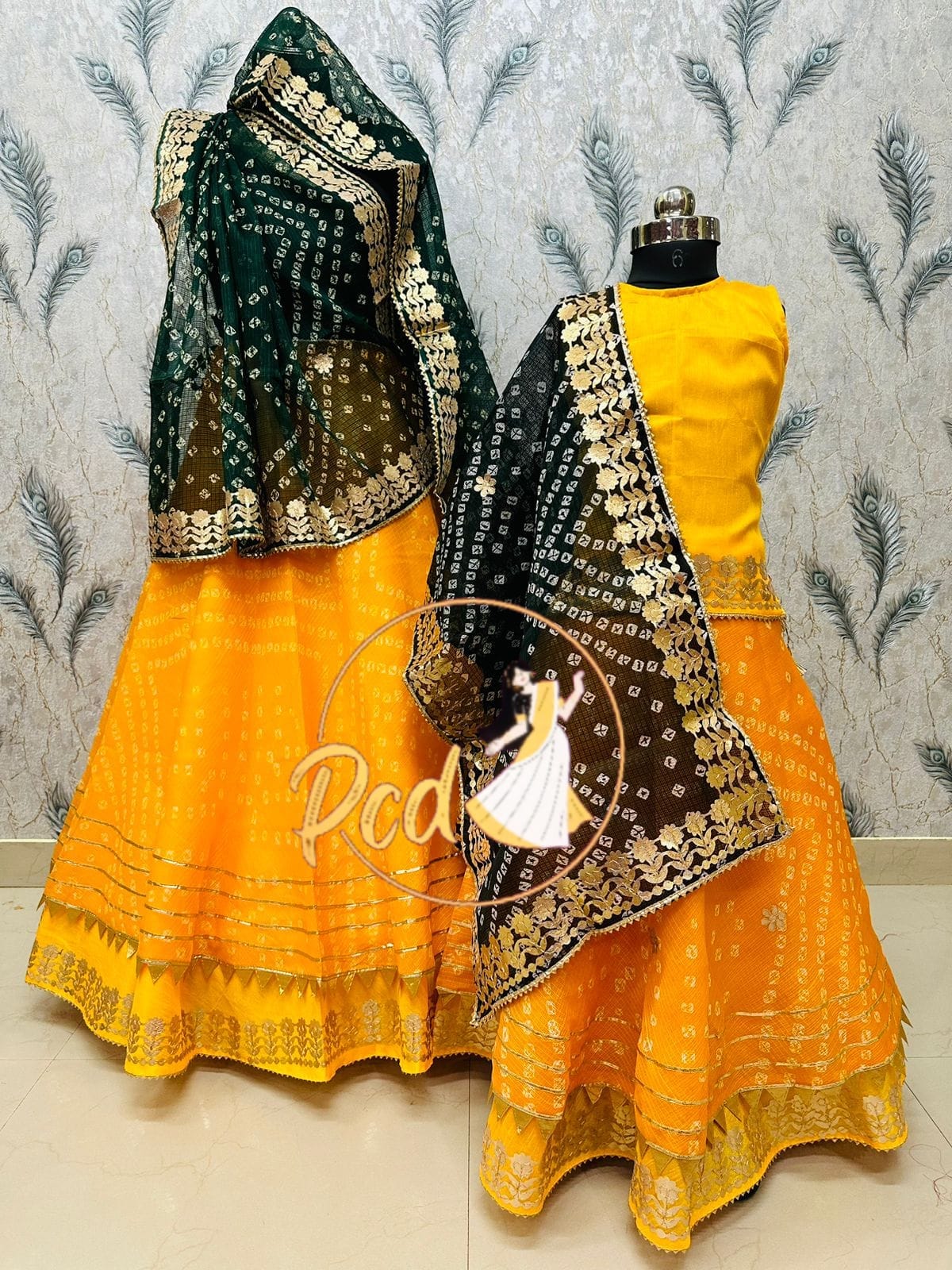 Rajasthani Bandhej Kotta Doriya Mother Daughter Combo Lehenga Chunni