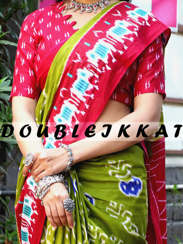 Beautiful Designer Double Eikkat Cotton Saree