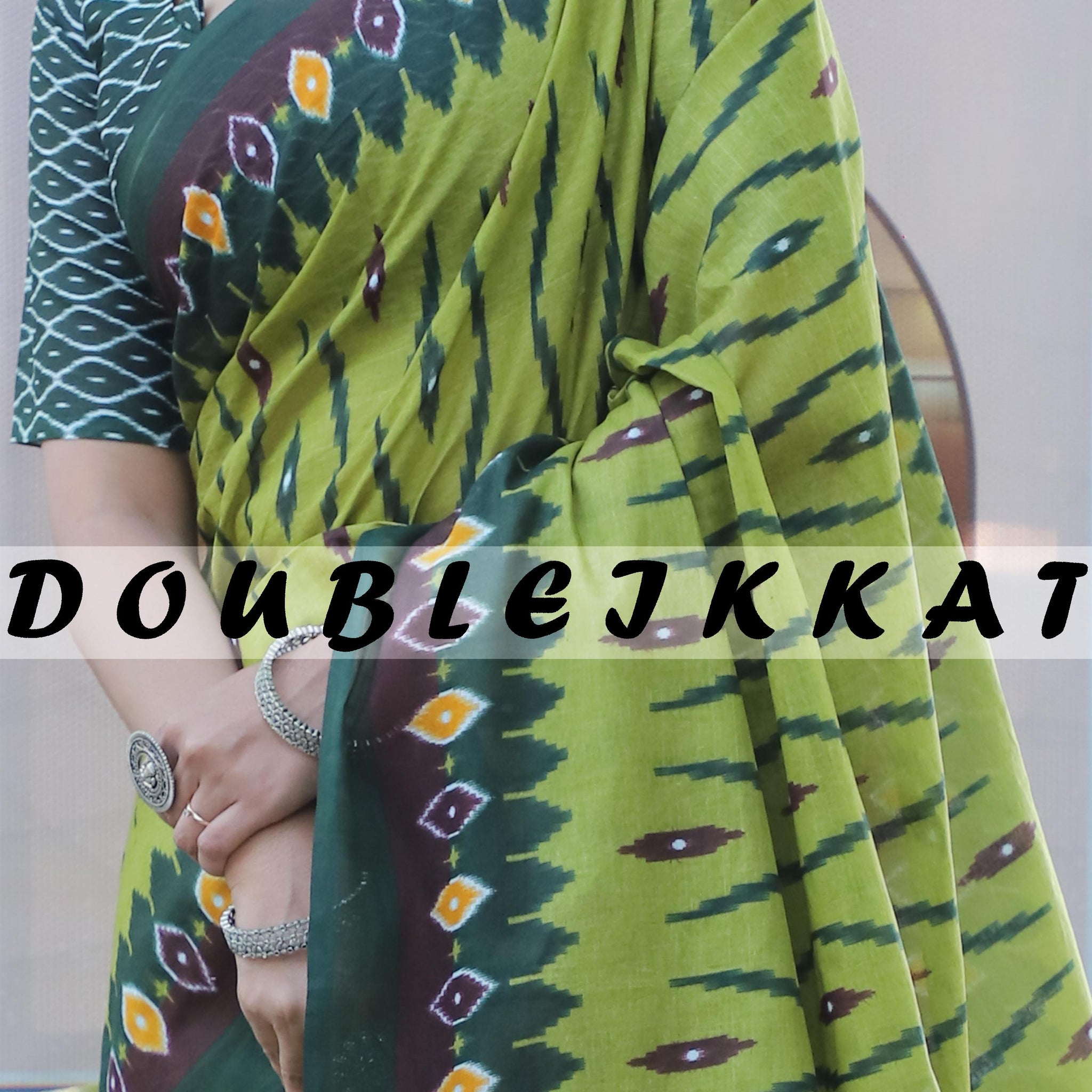 Beautiful Designer Double Eikkat Cotton Saree