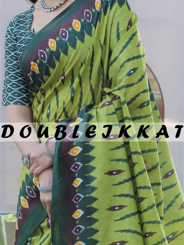 Beautiful Designer Double Eikkat Cotton Saree