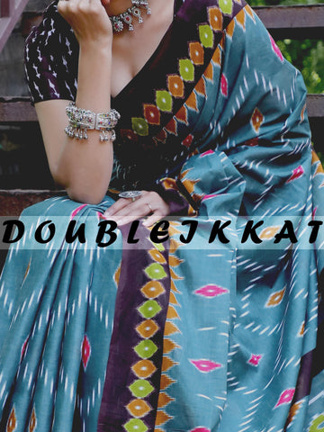 Beautiful Designer Double Eikkat Cotton Saree