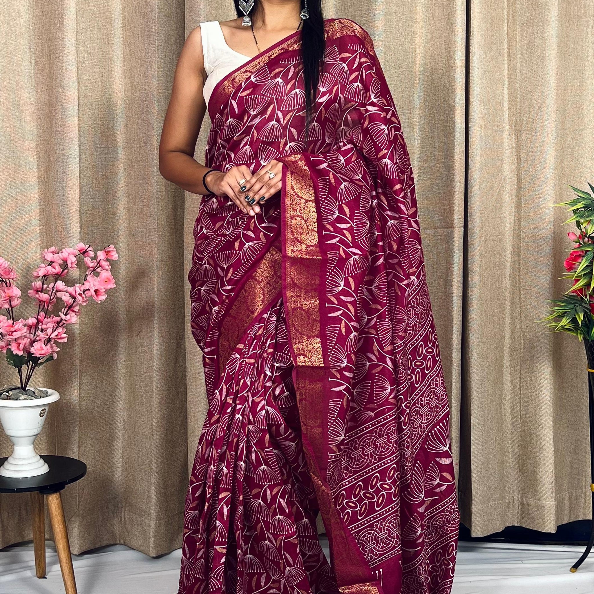 Beautiful Designer Soft Soft Tushar Silk Slub Saree