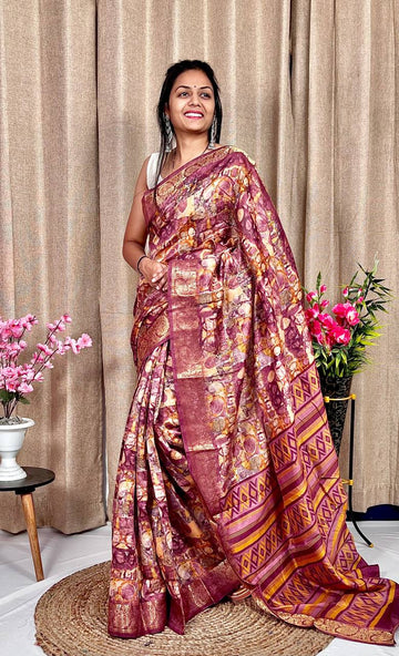 Beautiful Designer Soft Tushar Silk Slub Saree