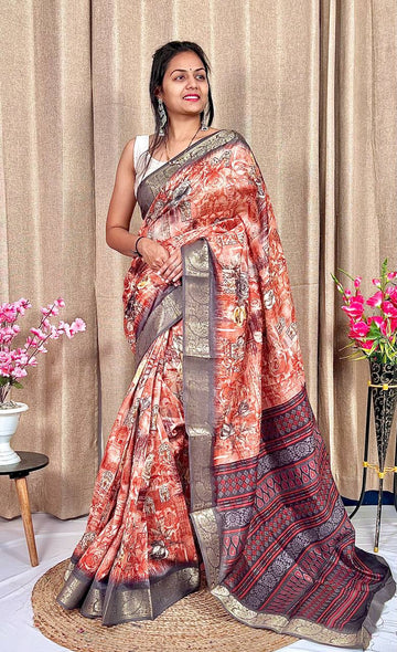 Beautiful Designer Soft Tushar Silk Slub Saree