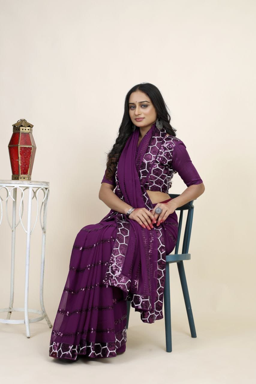 Beautiful Designer Heavy Georgette Silk Saree