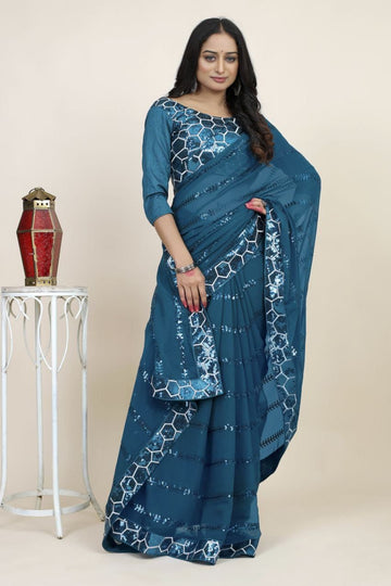 Beautiful Designer Heavy Georgette Silk Saree