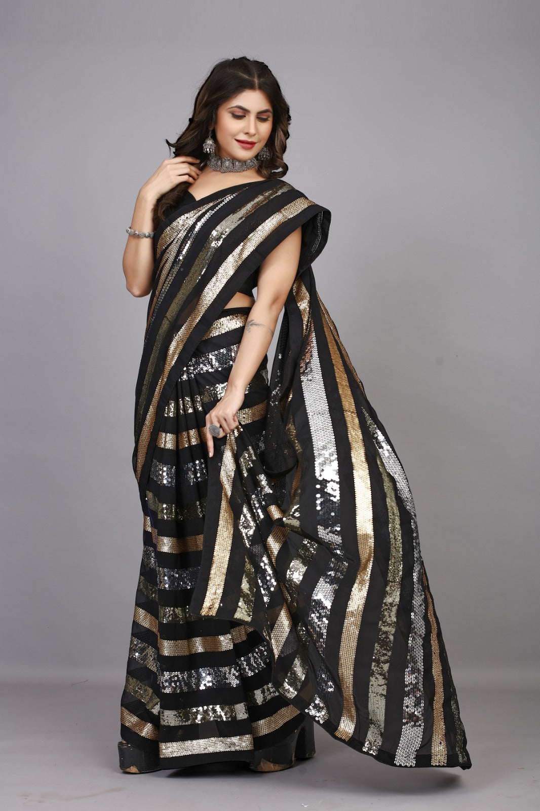 Beautiful Designer Heavy Georgette Sequence Saree