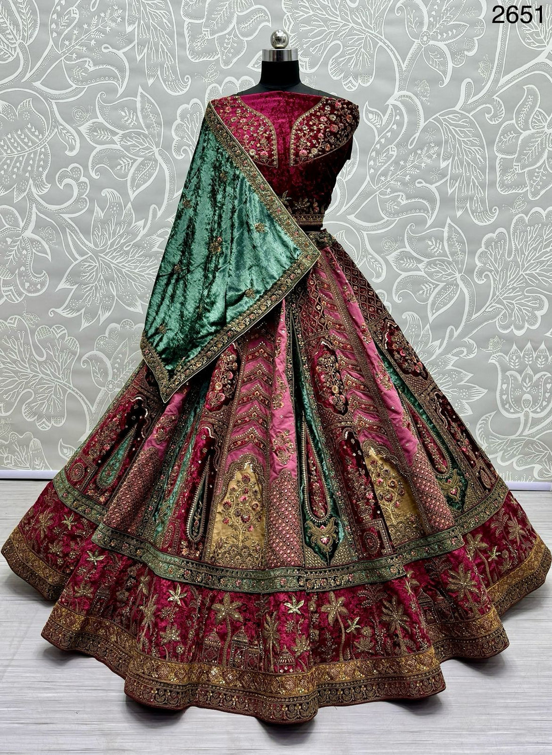 Beautiful Designer Velvet Sequence Dimond work Lehenga Choli