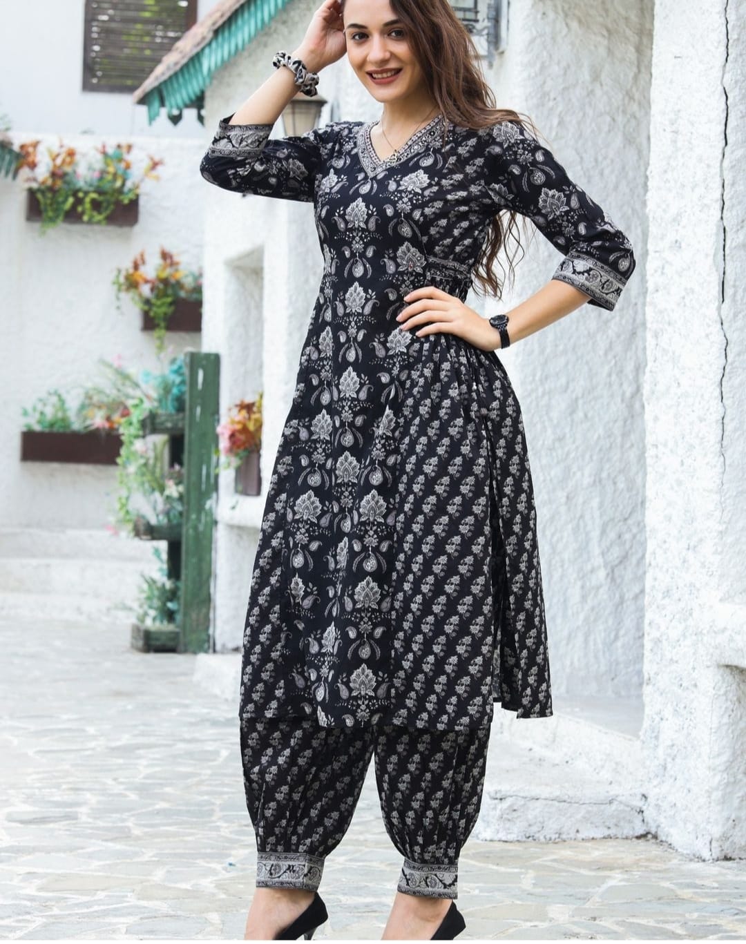 Beautiful Designer Pure Cotton Full Stiched Kurti Pant with Dupatta