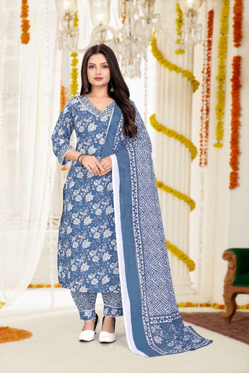 Beautiful Designer Pure Cotton Full Stiched Kurti Pant with Dupatta