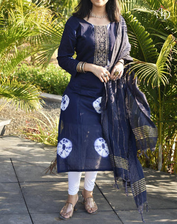 Beautiful Designer Shibori Kurti With Duppata