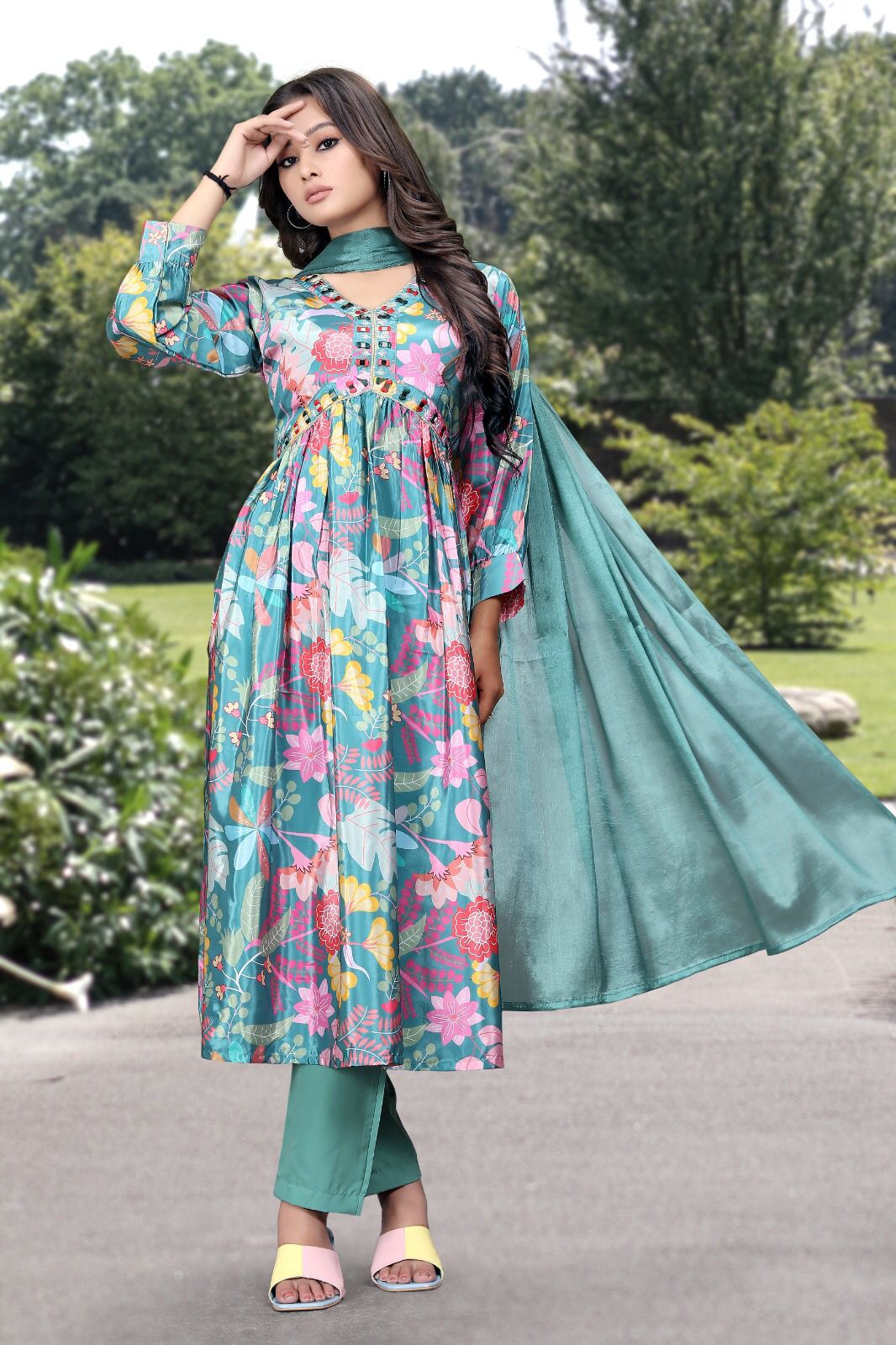 Floral printed punjabi suits hotsell