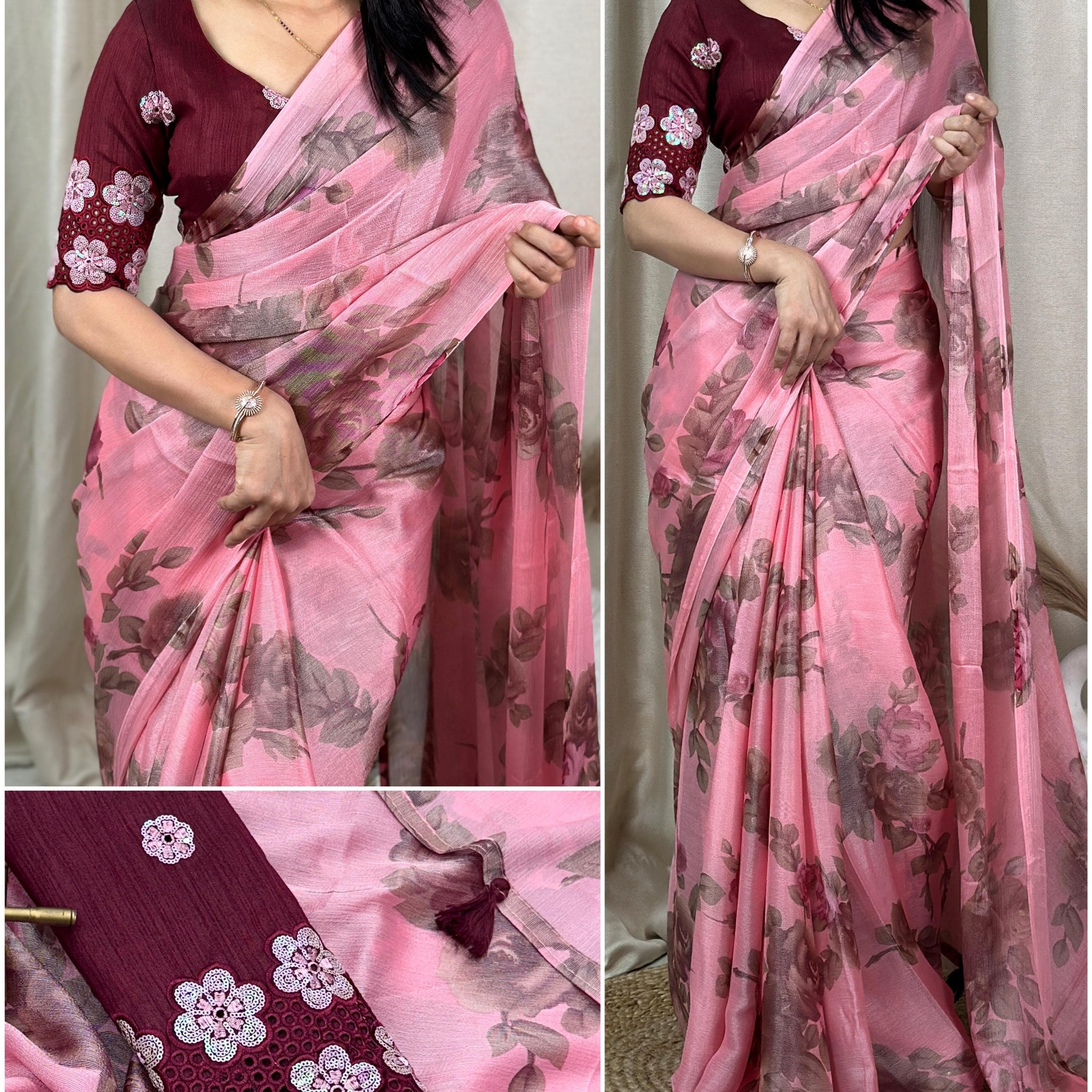 Beautiful Designer Chiffon Braso Saree