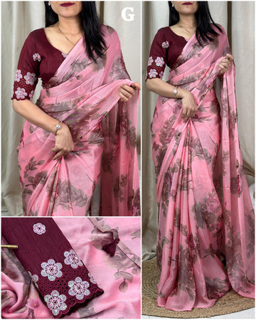 Beautiful Designer Chiffon Braso Saree