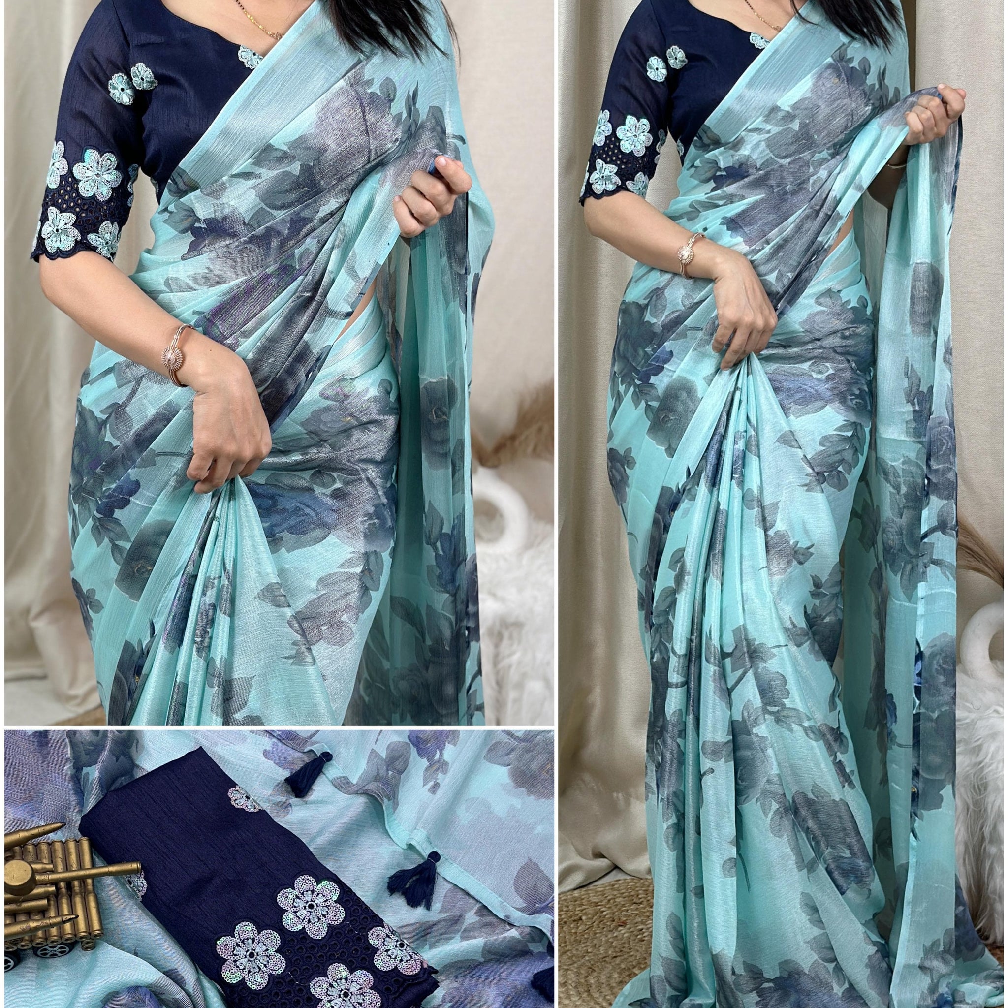 Beautiful Designer Chiffon Braso Saree