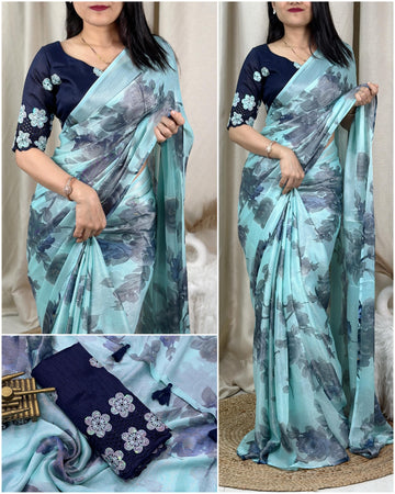 Beautiful Designer Chiffon Braso Saree