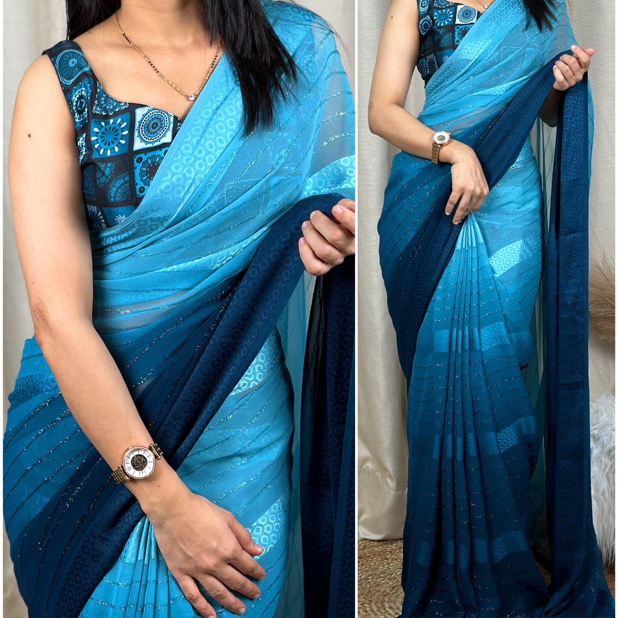 Beautiful Designer Pedding Print Georgette Saree