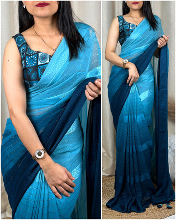 Beautiful Designer Pedding Print Georgette Saree